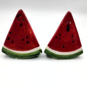 Chesapeake Bay Watermelon Slice Salt & Pepper Shakers Set Ceramic 3.50 in